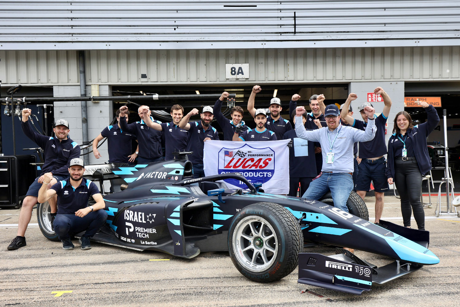 Lucas Oil UK’s Marketing Co-Ordinator Roo Pit joins the DAMS Team to celebrate the podium finish at Silverstone.