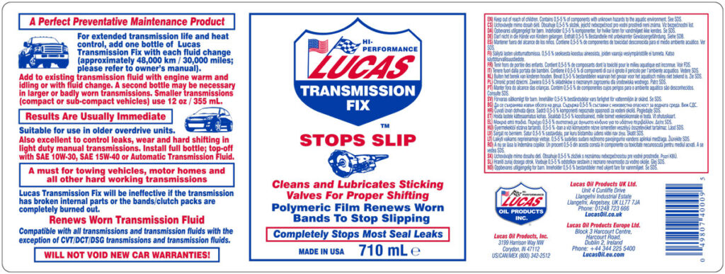 Transmission Fix label